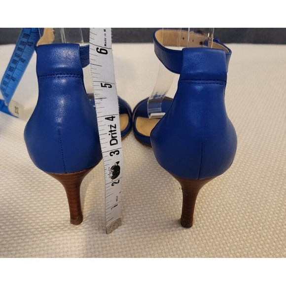 Talbots Strappy Kitten Heel Womens Sz 7 Royal Blue Leather Adjustable Ankle 2.5" - Picture 6 of 10